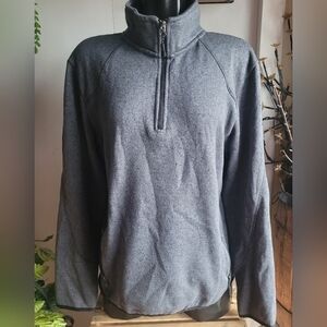 OCK Grey Heathered Pullover High Zippered Neck Sweater L